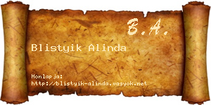 Blistyik Alinda névjegykártya